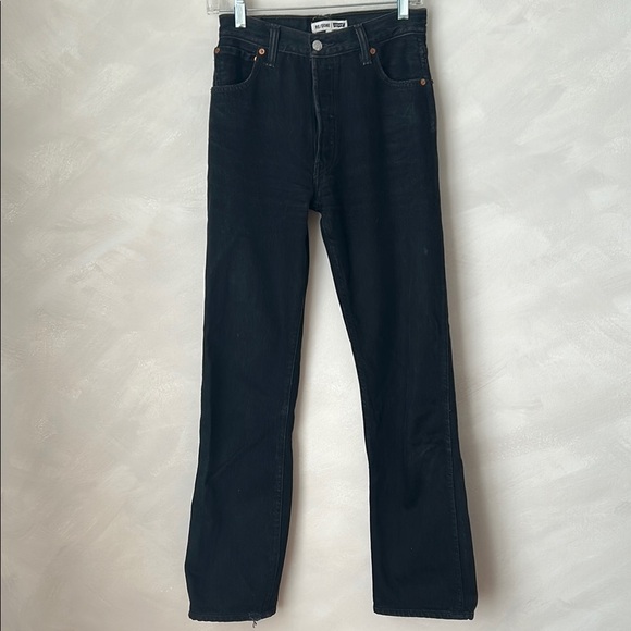 Redone Levi’s black jeans size 25 high rise long inseam straight leg 90s - Picture 1 of 13